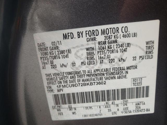 صورة رقم 10 من المزاد - 2011 FORD ESCAPE XLT مع VIN 1FMCU9D72BKB73602