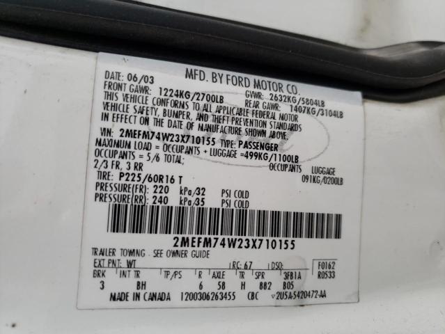 Photo 10 from auction – 2003 MERCURY GRAND MARQ with VIN 2MEFM74W23X710155