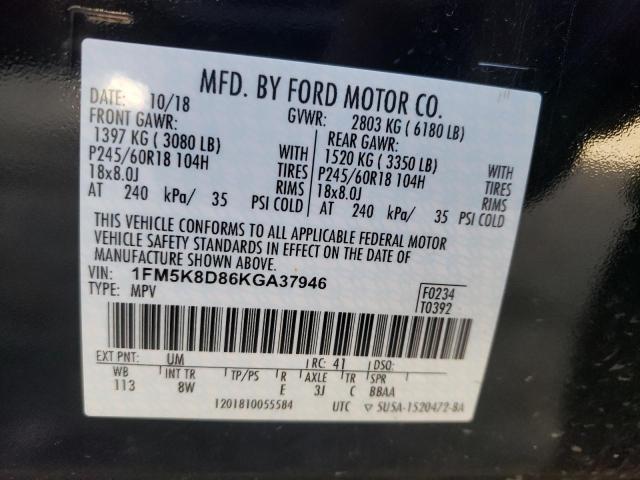 Photo 10 from auction – 2019 FORD EXPLORER with VIN 1FM5K8D86KGA37946