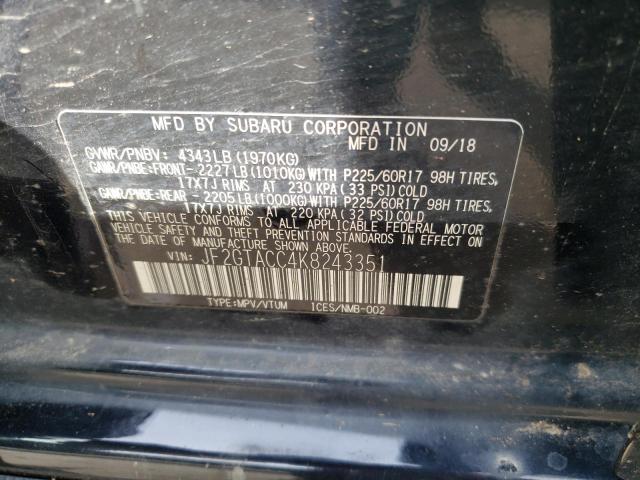 Photo 10 from auction – 2019 SUBARU CROSSTREK with VIN JF2GTACC4K8243351