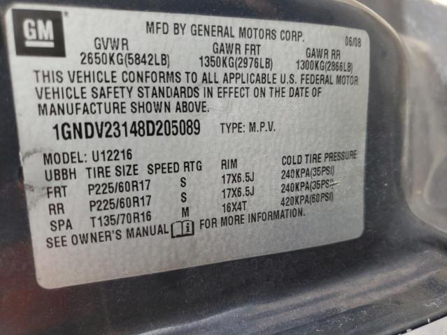 Photo 10 from auction – 2008 CHEVROLET UPLANDER L with VIN 1GNDV23148D205089
