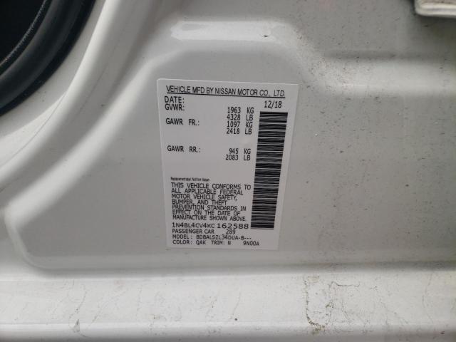 Photo 10 from auction – 2019 NISSAN ALTIMA SR with VIN 1N4BL4CV4KC162588