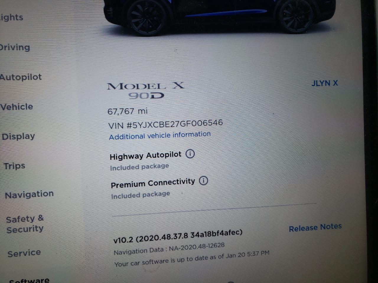 Photo 8 from auction – 2016 TESLA MODEL X with VIN 5YJXCBE27GF006546
