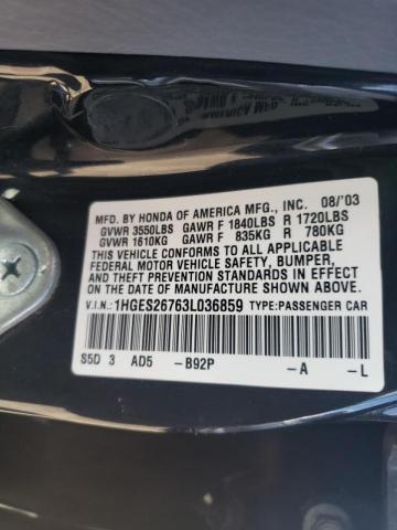 Photo 10 from auction – 2003 HONDA CIVIC EX with VIN 1HGES26763L036859