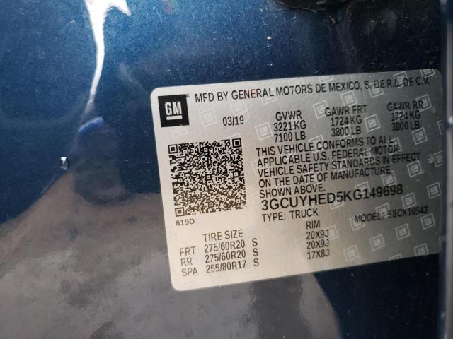 Photo 10 from auction – 2019 CHEVROLET SILVERADO with VIN 3GCUYHED5KG149698