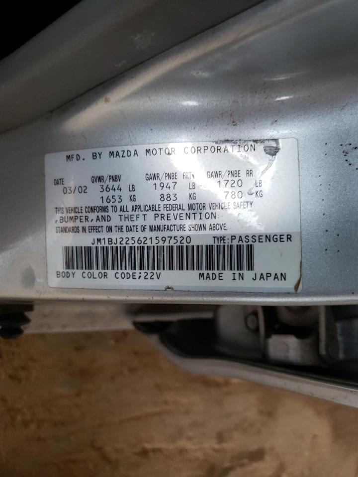 Photo 10 from auction – 2002 MAZDA PROTEGE DX with VIN JM1BJ225621597520