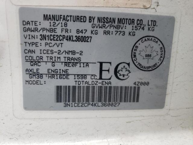 Photo 10 from auction – 2019 NISSAN VERSA NOTE with VIN 3N1CE2CP4KL360027