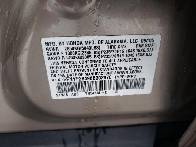 Photo 10 from auction – 2006 HONDA PILOT EX with VIN 5FNYF28496B002876