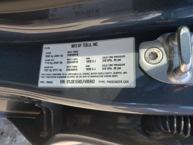 Photo 10 from auction – 2020 TESLA MODEL 3 with VIN 5YJ3E1EA0LF495943