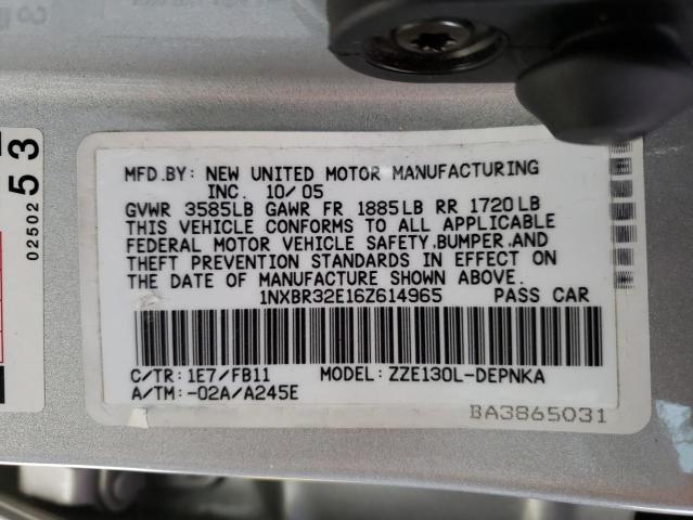 Photo 10 from auction – 2006 TOYOTA COROLLA CE with VIN 1NXBR32E16Z614965
