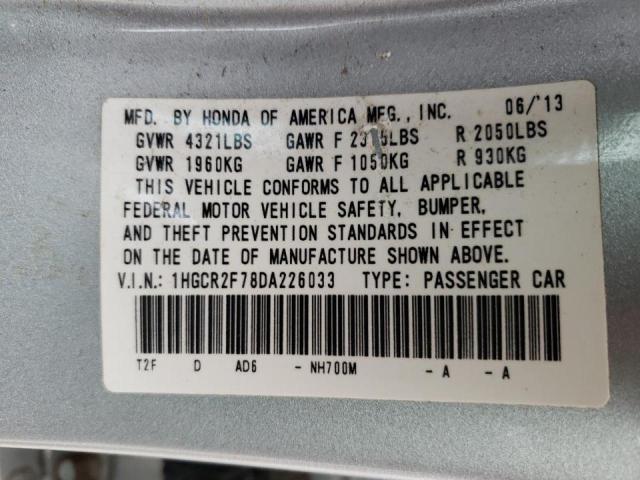 Photo 10 from auction – 2013 HONDA ACCORD EX with VIN 1HGCR2F78DA226033