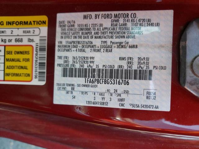 Photo 10 from auction – 2016 FORD MUSTANG GT with VIN 1FA6P8CF8G5316706