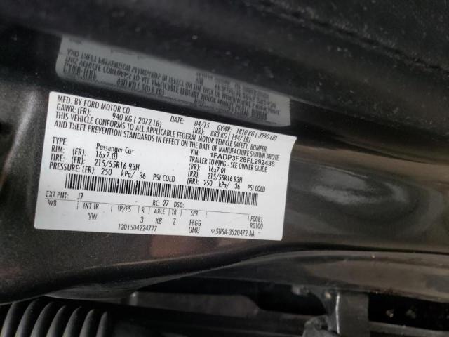 Photo 10 from auction – 2015 FORD FOCUS SE with VIN 1FADP3F28FL292436