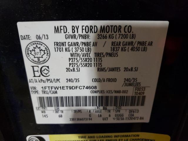Photo 10 from auction – 2013 FORD F150 SUPER with VIN 1FTFW1ET9DFC74608