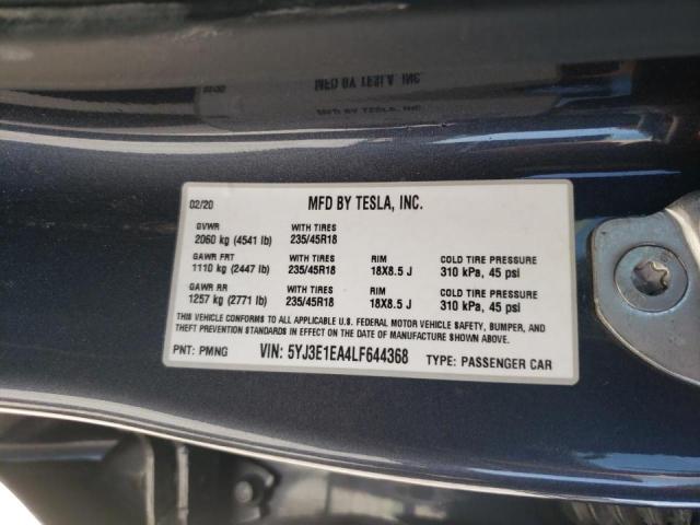 Photo 10 from auction – 2020 TESLA MODEL 3 with VIN 5YJ3E1EA4LF644368