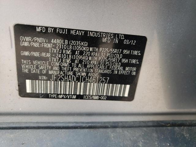 Photo 10 from auction – 2012 SUBARU FORESTER 2 with VIN JF2SHADC1CH461257