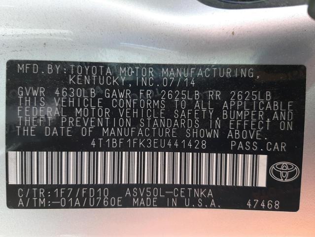 Photo 10 from auction – 2014 TOYOTA CAMRY L with VIN 4T1BF1FK3EU441428