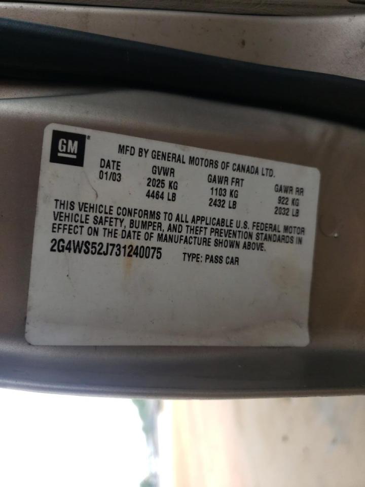 Photo 10 from auction – 2003 BUICK CENTURY CU with VIN 2G4WS52J731240075