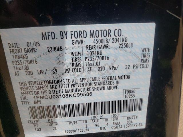 Photo 10 from auction – 2008 FORD ESCAPE XLT with VIN 1FMCU03108KC99586