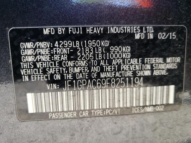 Photo 10 from auction – 2015 SUBARU IMPREZA PR with VIN JF1GPAC69F8251194