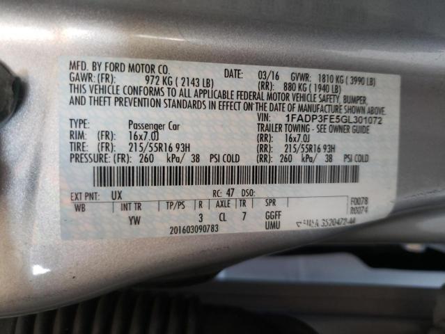 Photo 10 from auction – 2016 FORD FOCUS SE with VIN 1FADP3FE5GL301072