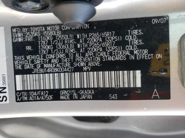 Photo 10 from auction – 2008 TOYOTA 4RUNNER SR with VIN JTEBU14R08K004427