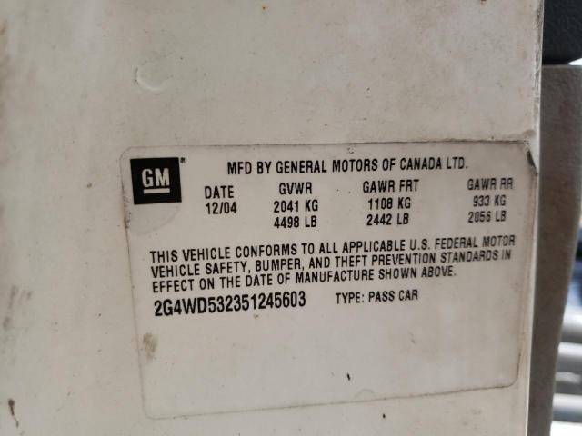 Photo 10 from auction – 2005 BUICK LACROSSE C with VIN 2G4WD532351245603