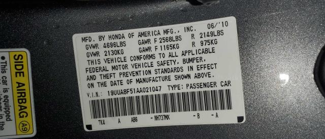 Photo 10 from auction – 2010 ACURA TL with VIN 19UUA8F51AA021047