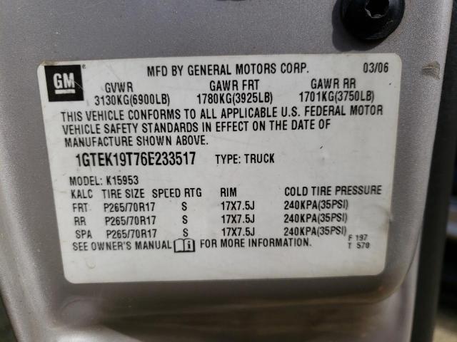 Photo 10 from auction – 2006 GMC NEW SIERRA with VIN 1GTEK19T76E233517