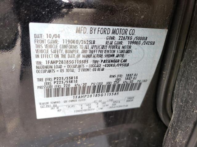 Photo 10 from auction – 2005 FORD FIVE HUNDR with VIN 1FAHP28185G115585