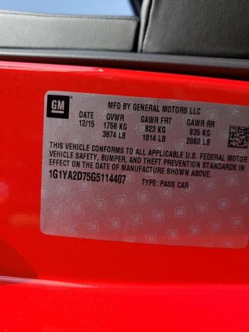 Photo 10 from auction – 2016 CHEVROLET CORVETTE S with VIN 1G1YA2D75G5114407