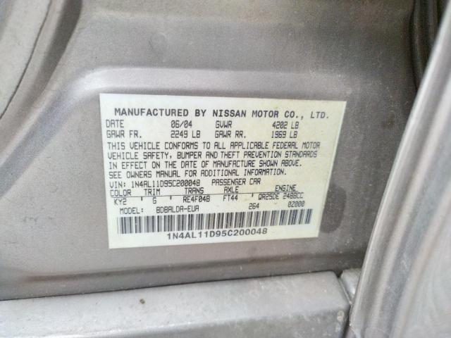 Photo 10 from auction – 2005 NISSAN ALTIMA S with VIN 1N4AL11D95C200048