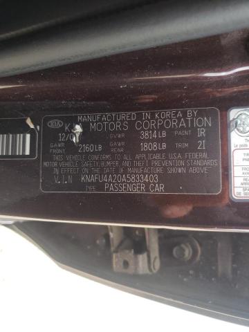 صورة رقم 10 من المزاد - 2010 KIA FORTE EX مع VIN KNAFU4A20A5833403