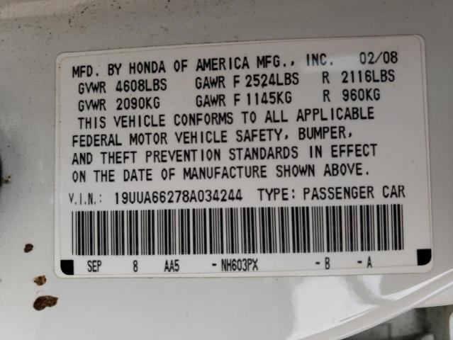 Photo 10 from auction – 2008 ACURA TL with VIN 19UUA66278A034244