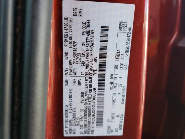 Photo 10 from auction – 2016 FORD ESCAPE TIT with VIN 1FMCU9JX0GUB00809