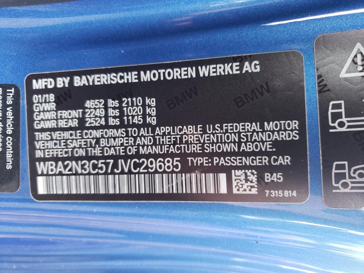 Photo 10 from auction – 2018 BMW M240XI with VIN WBA2N3C57JVC29685