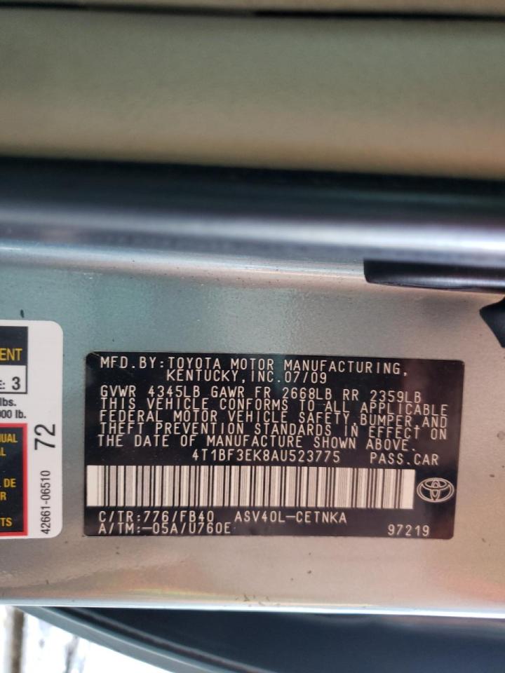 Photo 10 from auction – 2010 TOYOTA CAMRY BASE with VIN 4T1BF3EK8AU523775