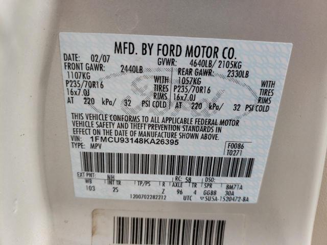 Photo 10 from auction – 2008 FORD ESCAPE XLT with VIN 1FMCU93148KA26395