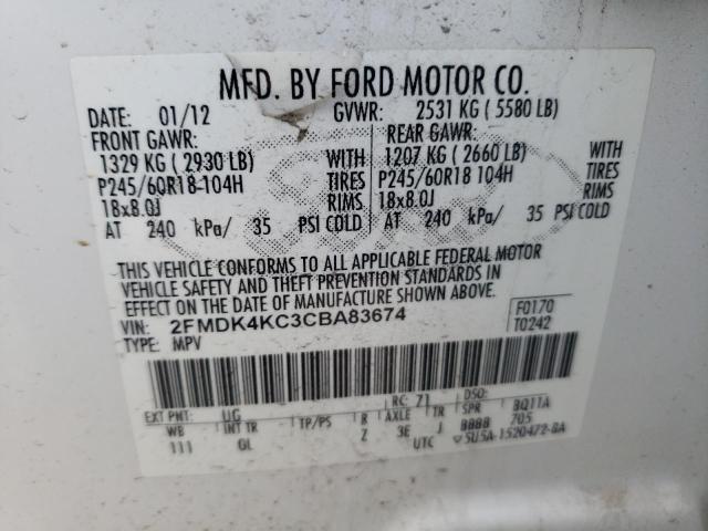 Photo 10 from auction – 2012 FORD EDGE LIMIT with VIN 2FMDK4KC3CBA83674