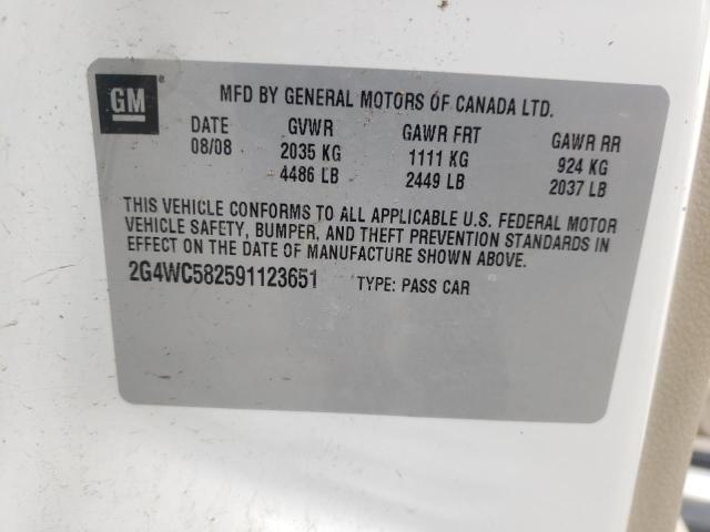 Photo 10 from auction – 2009 BUICK LACROSSE C with VIN 2G4WC582591123651