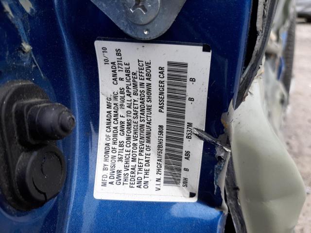 Photo 10 from auction – 2011 HONDA CIVIC LX with VIN 2HGFA1F52BH515808