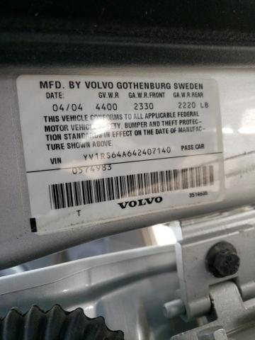 Photo 10 from auction – 2004 VOLVO S60 with VIN YV1RS64A642407140