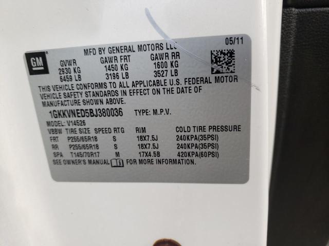 Photo 10 from auction – 2011 GMC ACADIA SLE with VIN 1GKKVNED5BJ380036