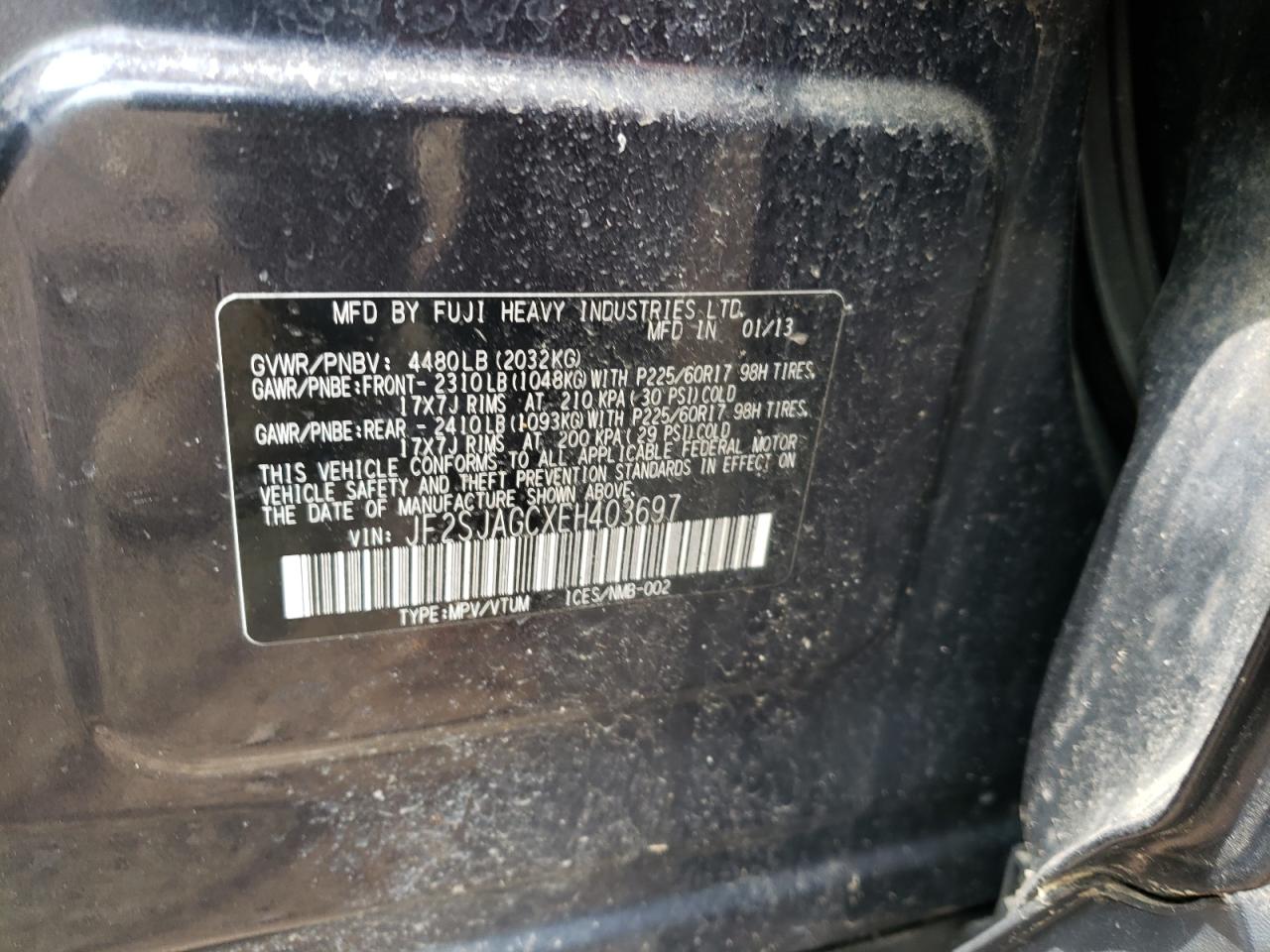 Photo 10 from auction – 2014 SUBARU FORESTER 2 with VIN JF2SJAGCXEH403697