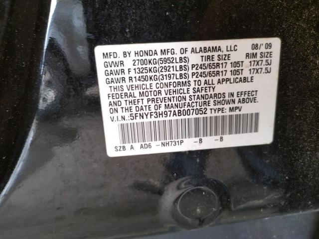 Photo 1 from auction – 2010 HONDA PILOT TOUR with VIN 5FNYF3H97AB007052