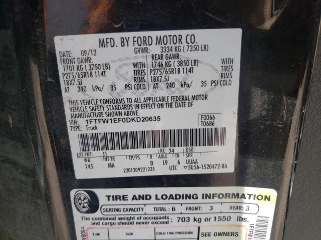 Photo 10 from auction – 2013 FORD F150 SUPER with VIN 1FTFW1EF0DKD20635