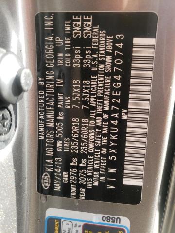 Photo 10 from auction – 2014 KIA SORENTO EX with VIN 5XYKU4A72EG470743