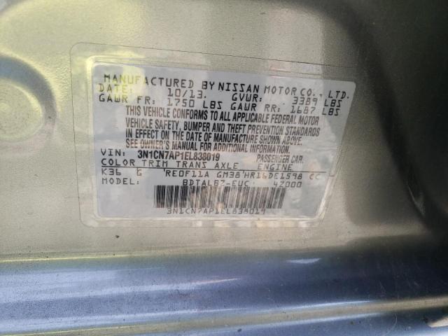 Photo 10 from auction – 2014 NISSAN VERSA S/S with VIN 3N1CN7AP1EL838019