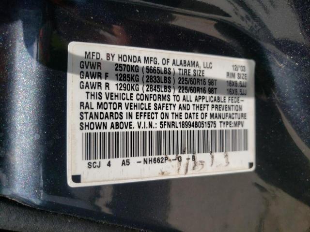 Photo 10 from auction – 2004 HONDA ODYSSEY EX with VIN 5FNRL18994B051575