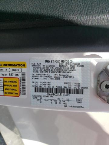 Photo 10 from auction – 2020 FORD FUSION SEL with VIN 3FA6P0CD5LR113473